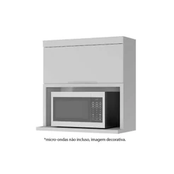 Armário Aéreo p/ Cozinha Marquesa c/1 Porta Basculante e nicho Microondas 80cm Branca - Nesher