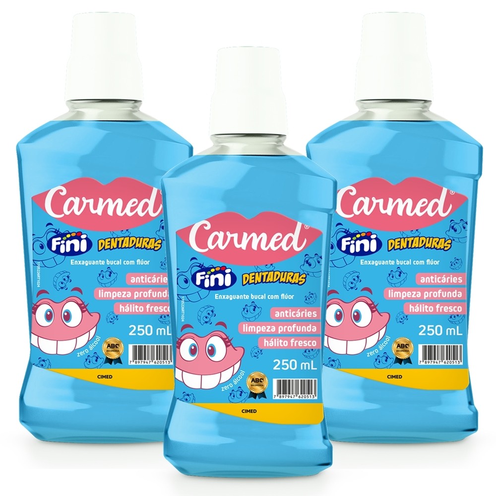 Kit 3 und Enxaguante Bucal Carmed Dentadura 250ml em Oferta na Shopee