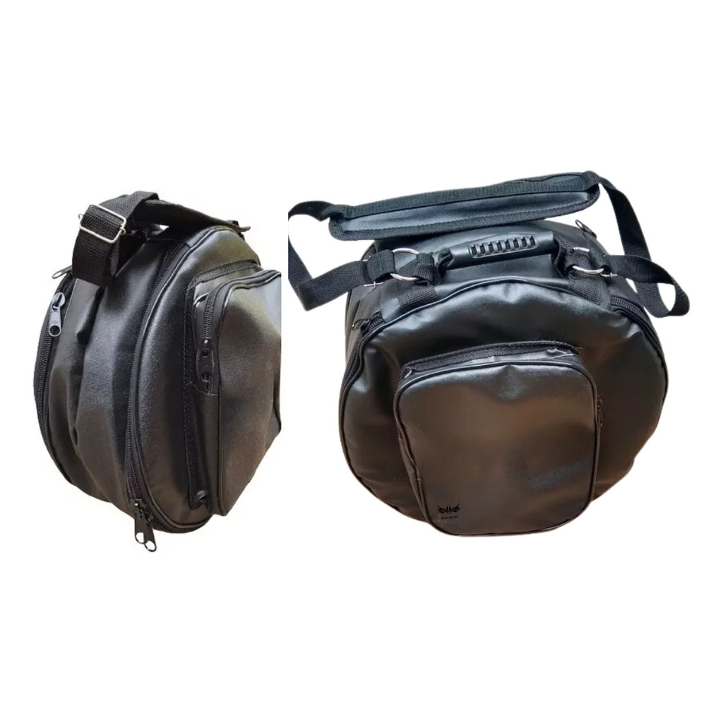 Capa Case Dupla Pandeiro Bag Couro Marrom 12 Polegadas