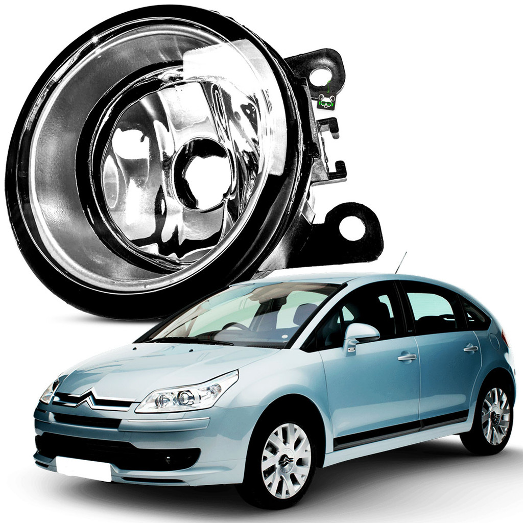 Farol Auxiliar Milha Lente Vidro Aro Prata C4 Pallas 2007 2008 2009 2010 2011 2012 2013 - Automobiles