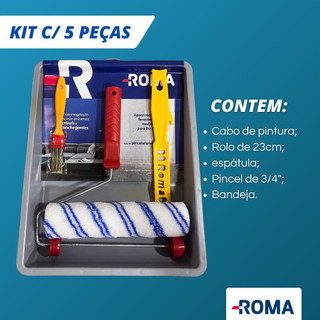 Kit Jogo de Pintura 3 a 5 Peças Rolo - Bandeja - Misturador de Tinta - Bandeja Roma
