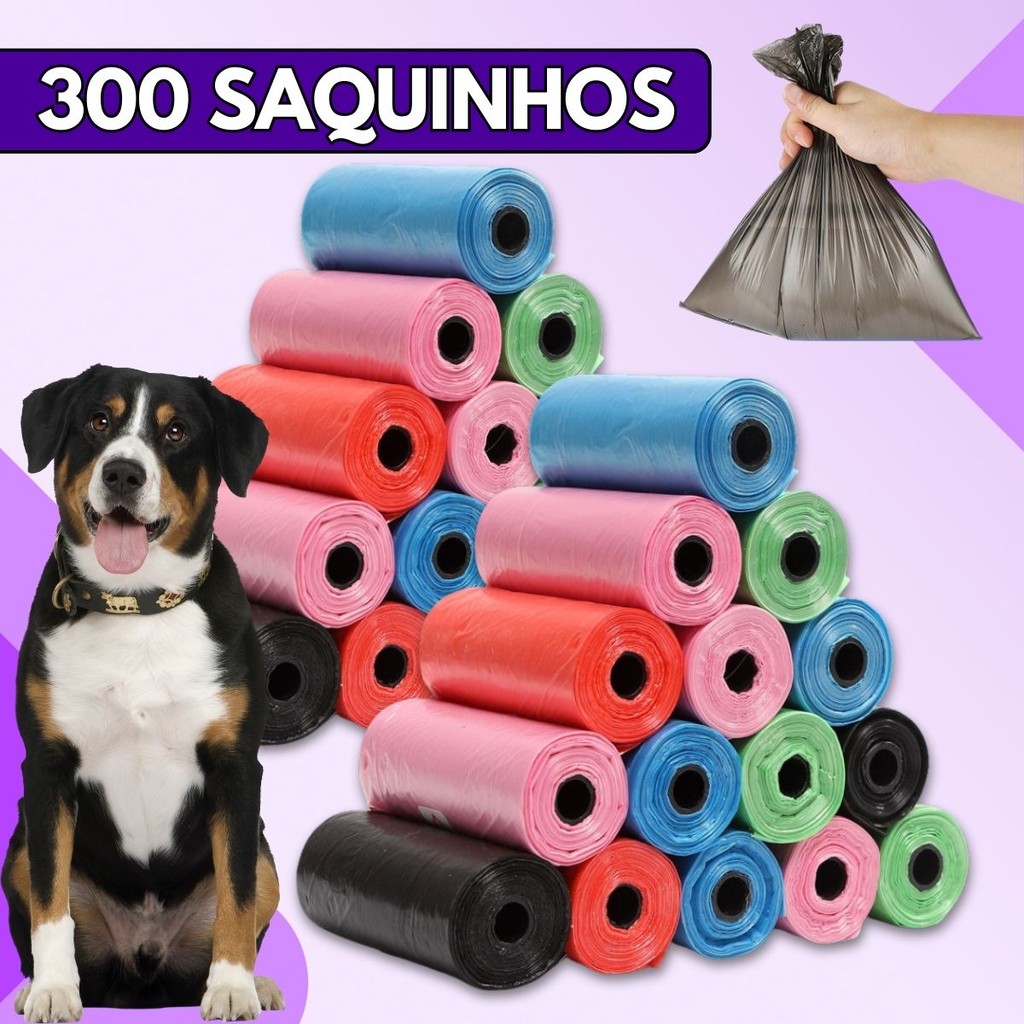 Kit 20 Refis De Saquinhos Biodegradáveis Coleta De Fezes Cachorro Cata Caca