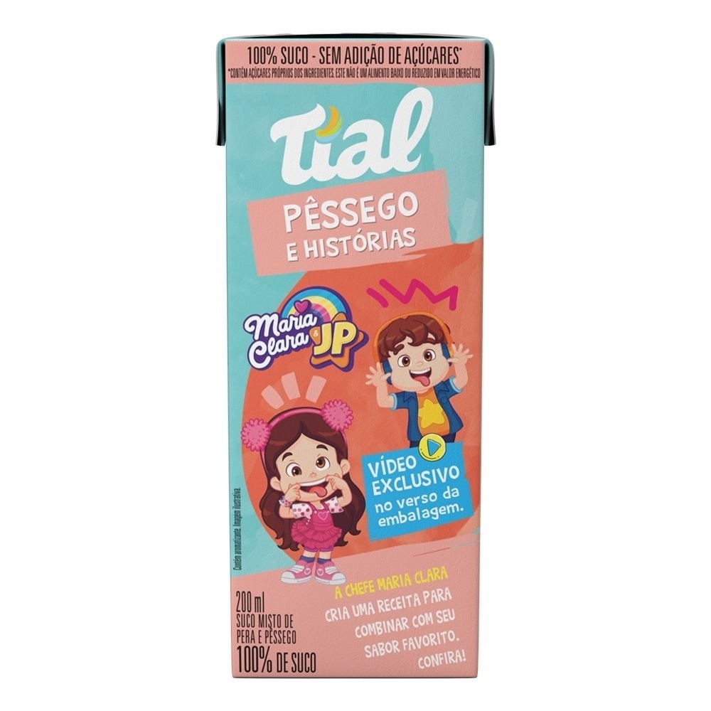 Suco Tial 100% Maria Clara & JP | Pêssego e Pera 200ml - Embalagem com 24 Unidades em Oferta na Shopee