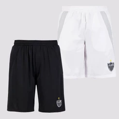 Kit de Duas Bermudas Atlético Mineiro Preta e Branca