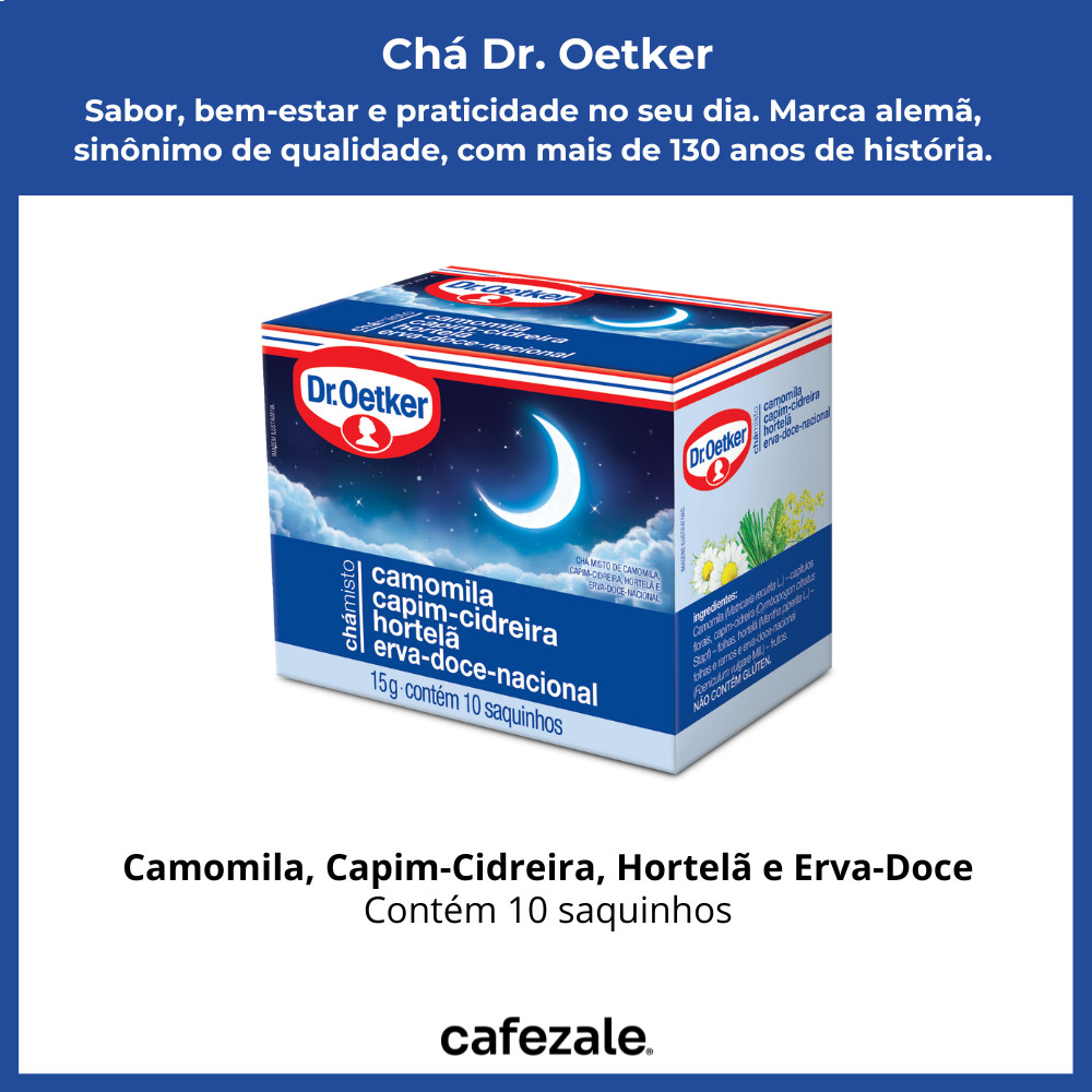 Detalhes do 3 Caixas Chá Dr Oetker Camomila Cidreira Hortelã Erva-Doce