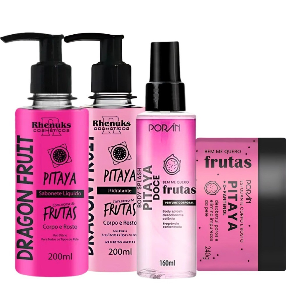 Kit Corporal Pitaya Sabonete Hidratante Esfoliante Body Splash