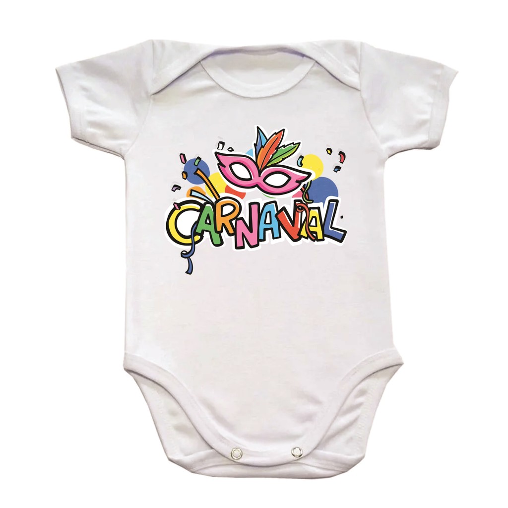 Body Infantil Carnaval 2026 Estampa Alegre Bloquinho De Rua Fantasia Bebê Menino Menina Conforto