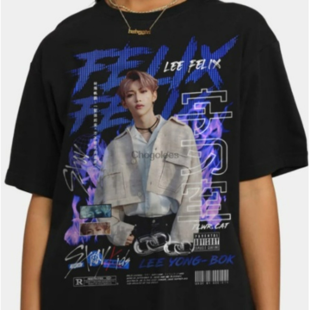 Blusa K-pop Camisa Feminina Estampa Felix Confortável Algodão Camiseta Grupo Coreano 100% Estilosa