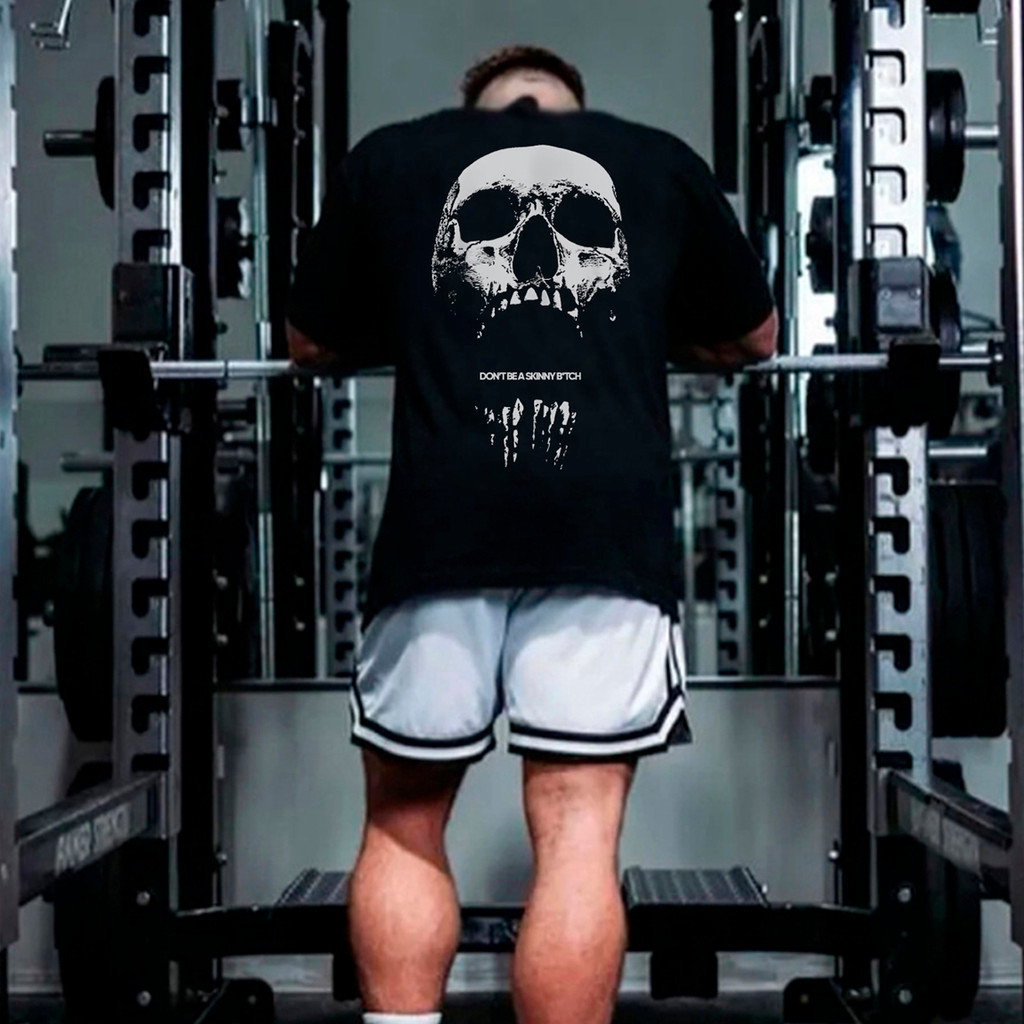 Camiseta Bum Caveira Larga Musculação Academia Bodybuilder Oversized Treino Premium