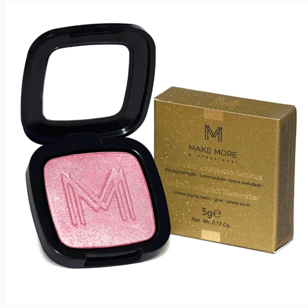 Iluminador Compacto Luminus 10g | Make More | Brilho Radiante e Acabamento Sofisticado em Oferta na Shopee