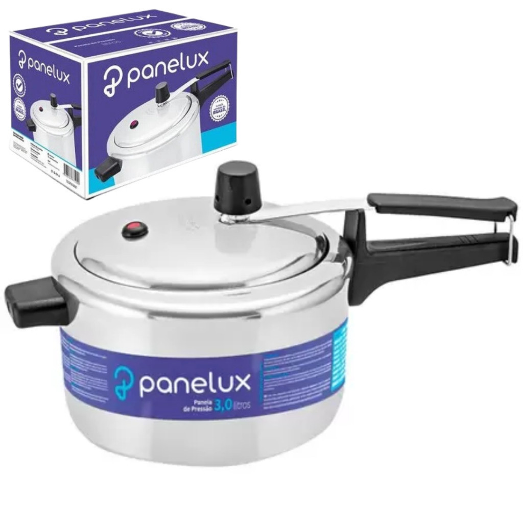 Panela de Pressão PANELUX Alumínio Polido Linha Classic 3, 4 ou 4.5 Litros - Escolha sua Opção