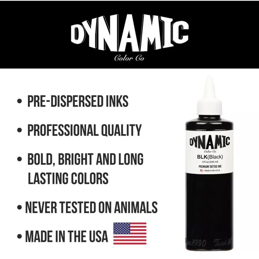 Detalhes do Tinta Dynamic Black Blk Preto 240ml Tattoo Tatuagem