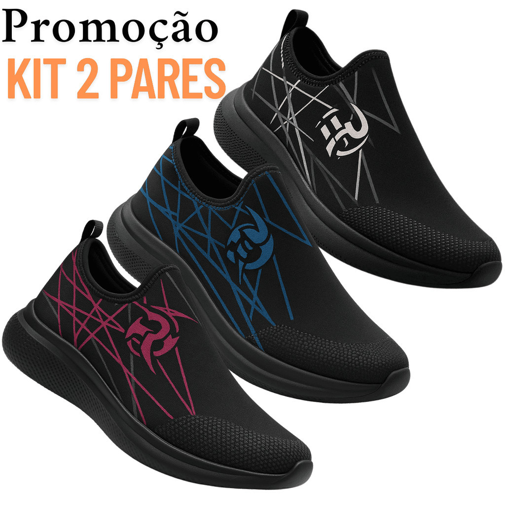 Kit 2 Pares Tênis Esportivo Caminhada Corrida Conforto Garantido em Oferta na Shopee