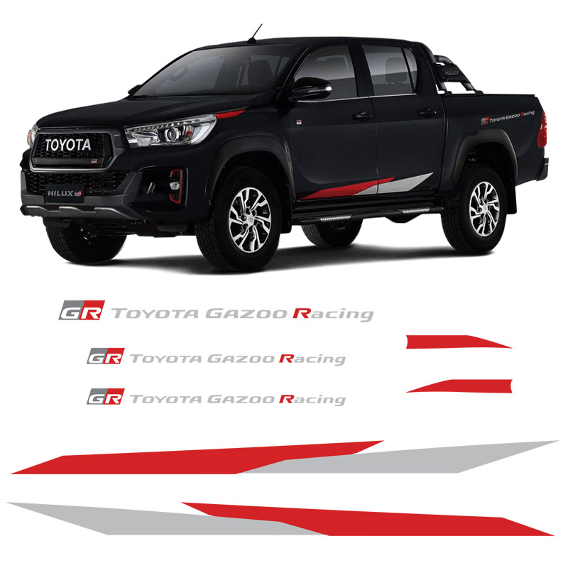 Faixa Hilux Gr Toyota Gazoo Sport V6 Adesivo Vermelho/Cinza em Oferta na Shopee