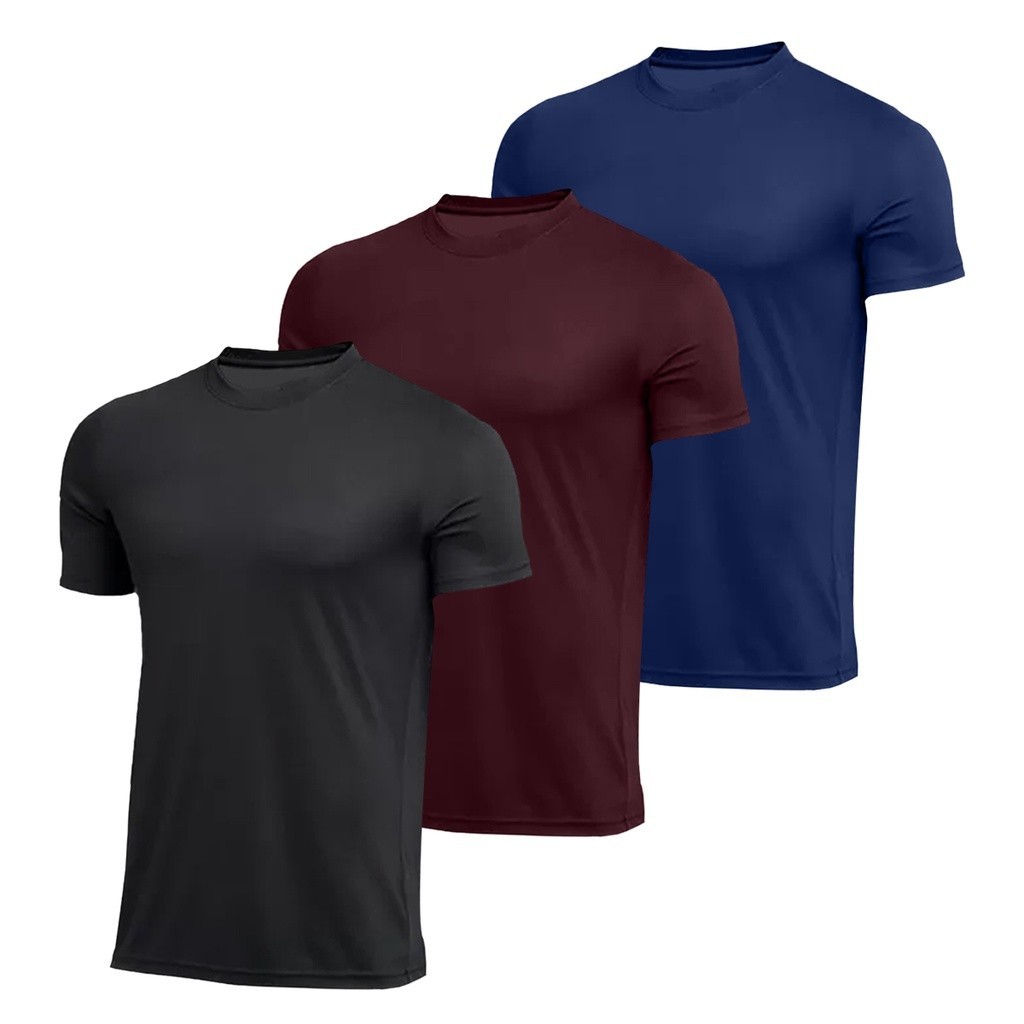 Kit 3 Camiseta Masculina Dry Proteção Solar UV50 Térmica Anti Suor Academia Esporte Basica Lisa