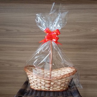 Cesta de Vime Canoa Pequena 30X17X 8cm C/ Laço,Palha e Embalagem em Oferta na Shopee