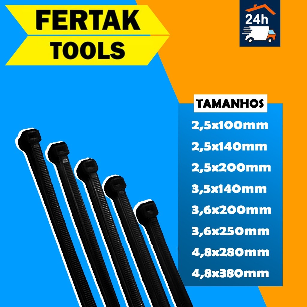 Pacote 50 ou 100 Enforca Gatos Abraçadeira Nylon Preto - Fertak em Oferta na Shopee
