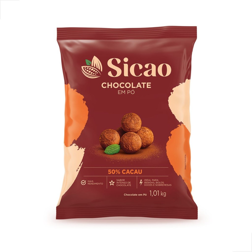 Chocolate Em Pó 50% Cacau 1,01kg Sicao em Oferta na Shopee