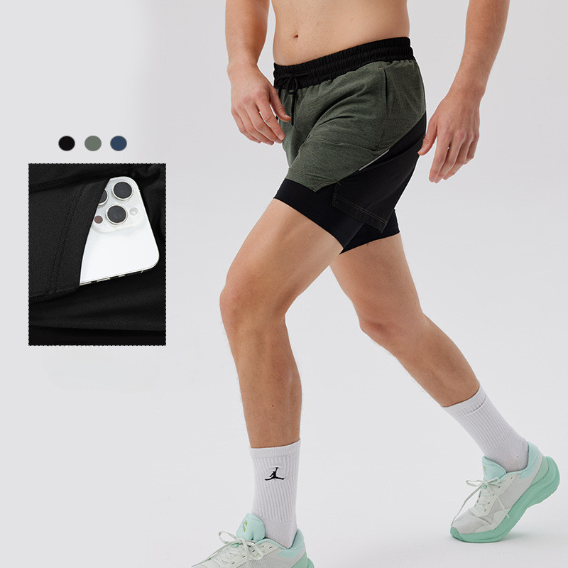 Shorts De Corrida Masculino 2 Em 1 5 " Treino Atlético De Ginástica De Secagem Rápida Para Homens Com Bolsos Telefone