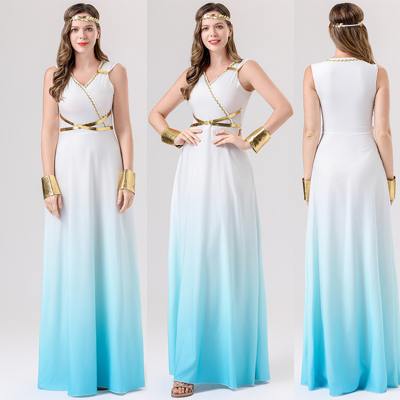 Antigo Egito Traje Vestido Longo Rainha Egípcia Estátua Grega Da Liberdade Halloween Cosplay Carnaval De Festa