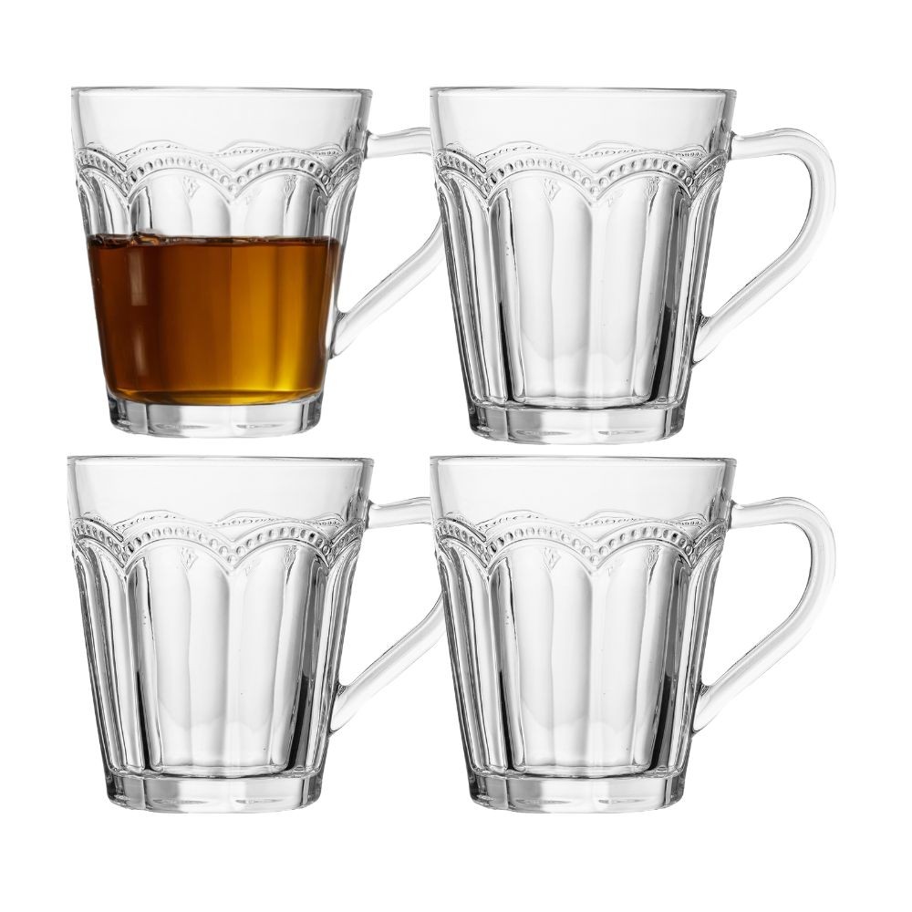 Jogo 4 Xícara de Chá Café Belle Epoque Vidro Resistente Transparente 180ml Lyor