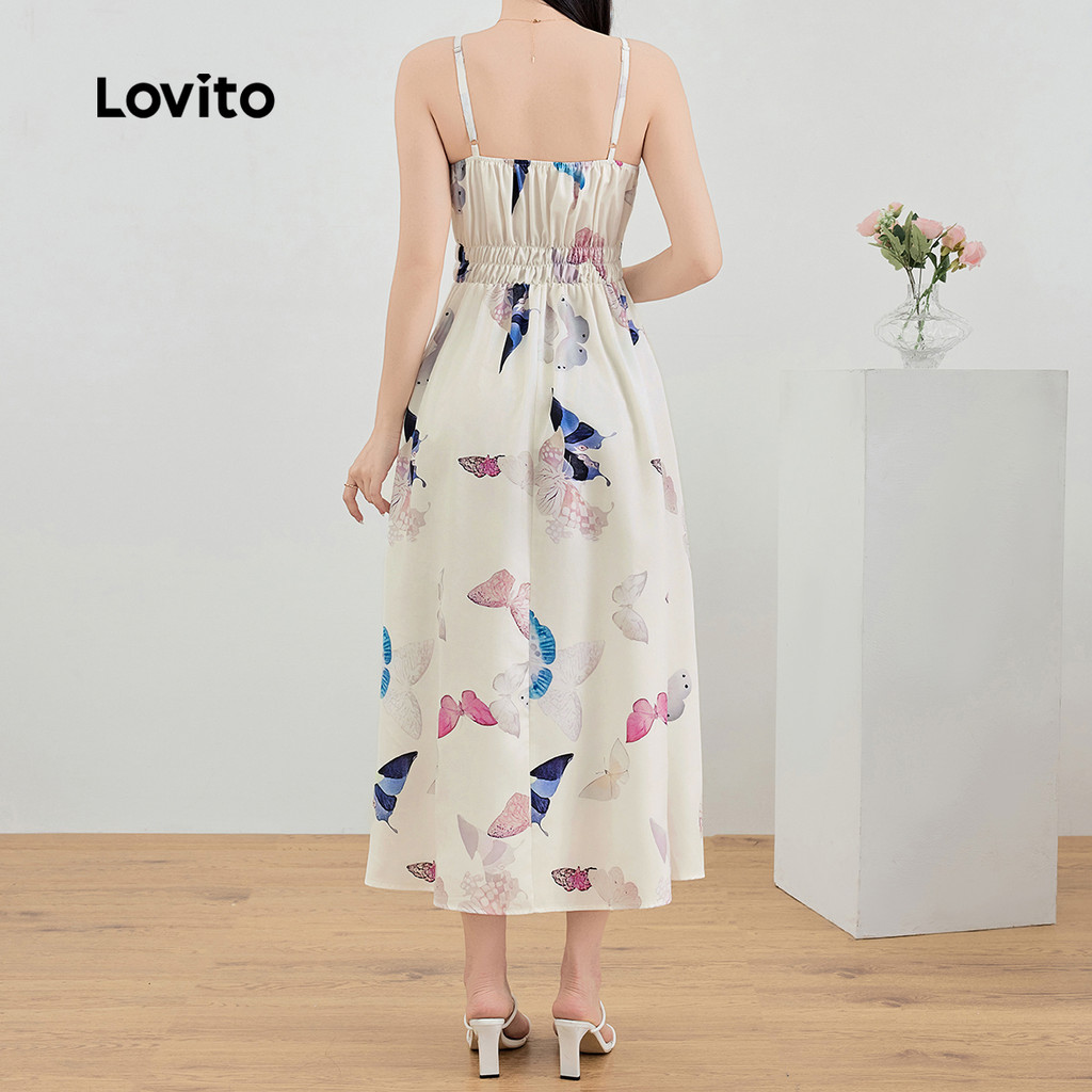 (Trendy) Lovito Vestido Casual borboleta franzido para mulheres L131LD1125 - Women Clothes
