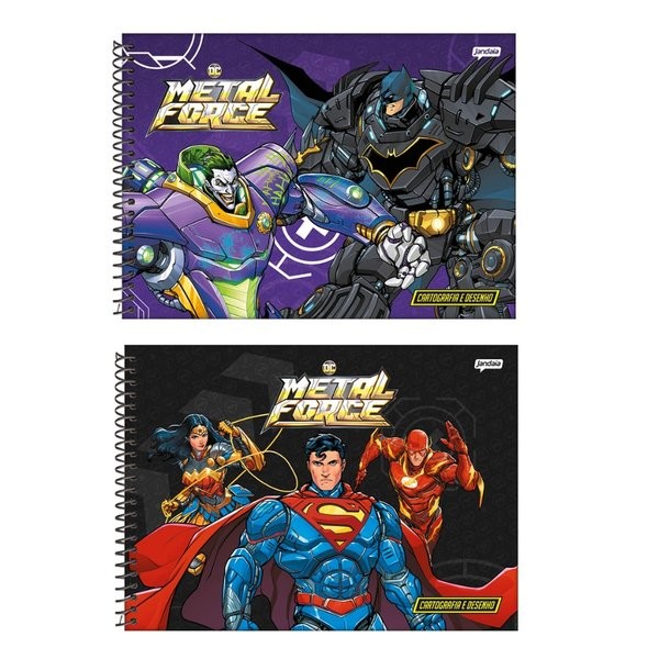 Caderno Cartografia Espiral Capa Dura Liga Da Justiça 80 Folhas Jandaia UNICO