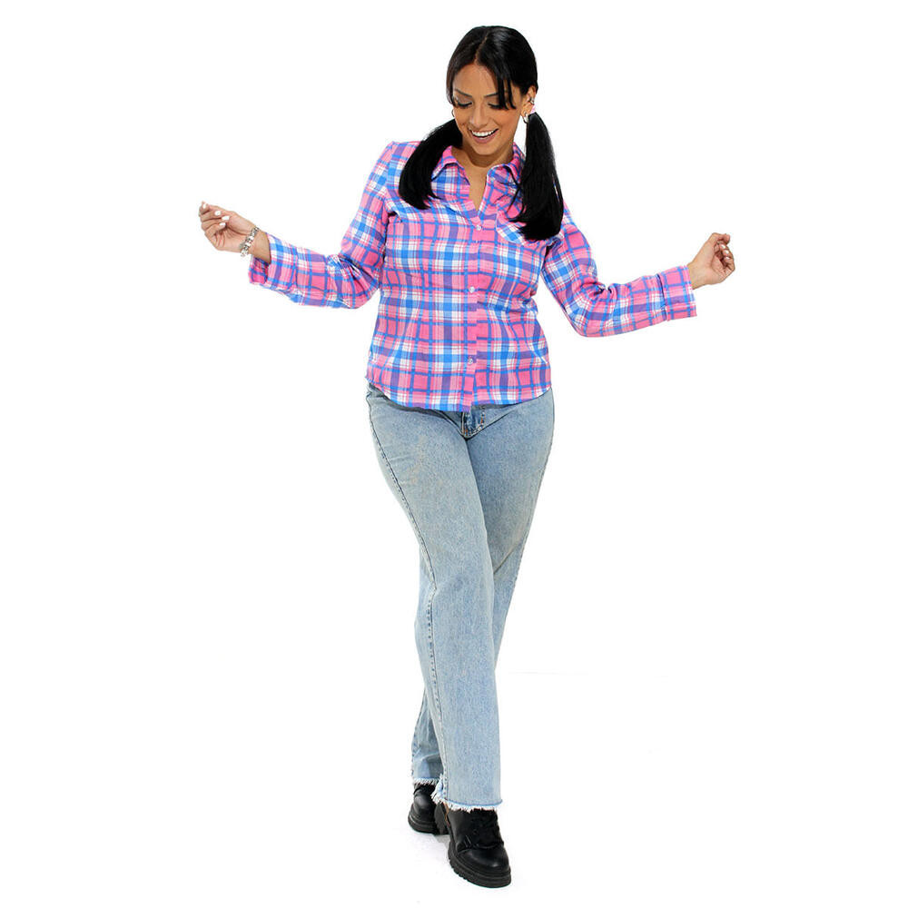 Camisa Junina Feminina Adulto Xadrez Rosa Festa Caipira em Oferta na Shopee