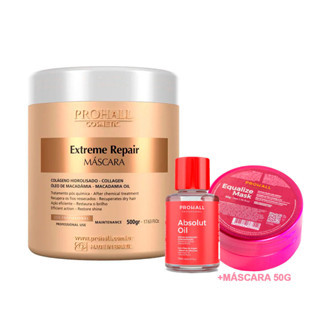 Máscara Extreme Repair Prohall 500g +Óleo7ml +Equalize 50g em Oferta na Shopee