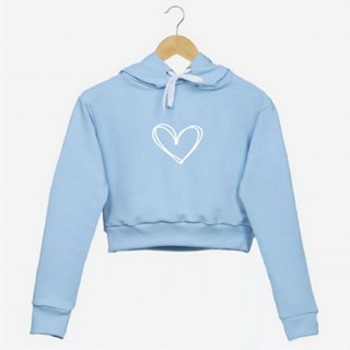 Cropped Manga Longa Coração Super Em Alta Quentinho Com Capuz em Oferta na Shopee