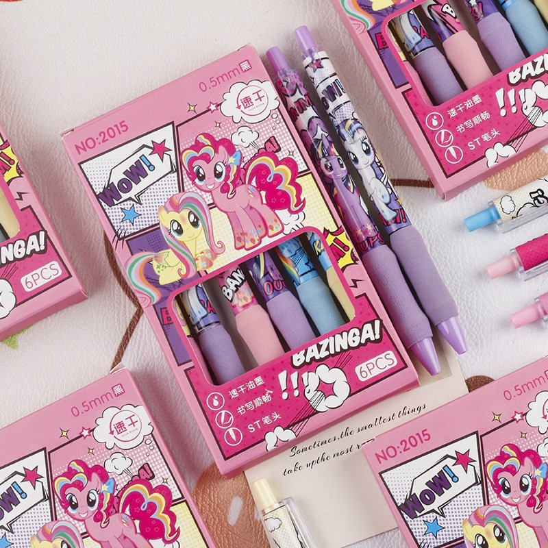 6 Pçs/set My Little Pony Preto Escrita Caneta Gel Esferográfica Bonito Para Escola Estudante Material Escolar De Escritó em Oferta na Shopee