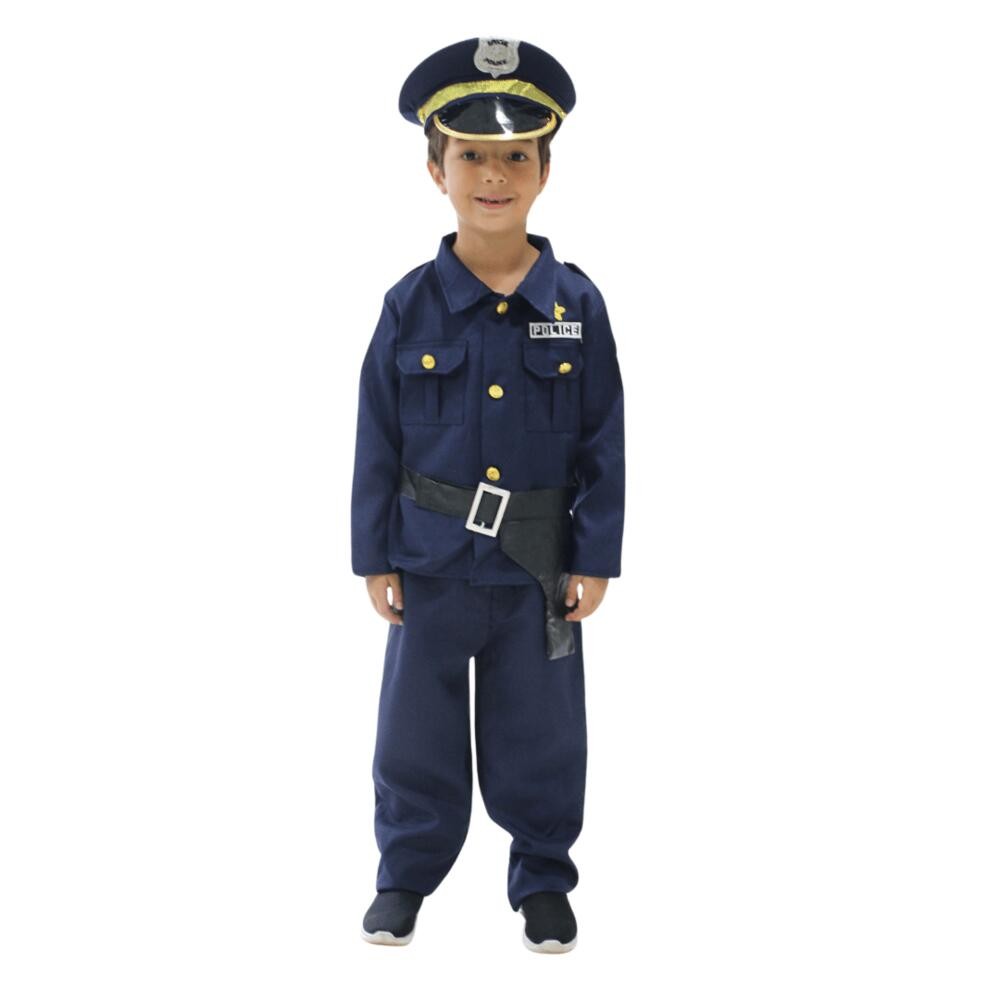 Fantasia Infantil Policial Completa Com Quepe E Coldre