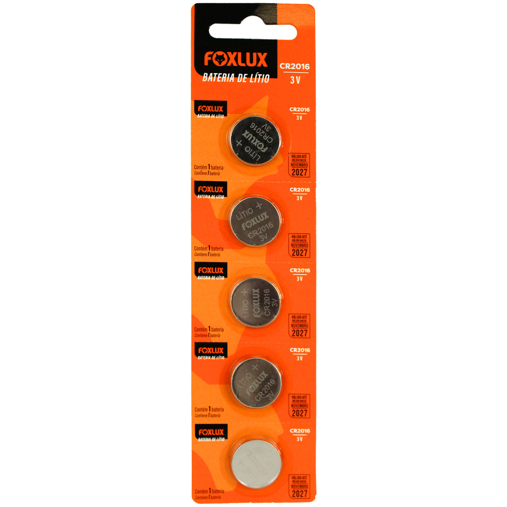 5 Baterias Lítio CR2016 3V Foxlux - Cartela com 5 unidades em Oferta na Shopee