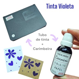 Tinta para carimbo - Violeta + Almofada N°3 em Oferta na Shopee