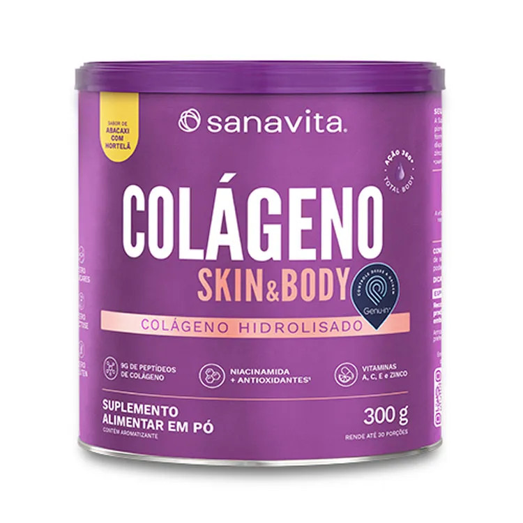 Colageno Skin Abacaxi c/Hortela 300g - Sanavita em Oferta na Shopee