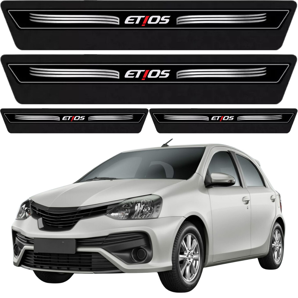 Soleiras Adesiva Proteção Toyota Etios Hatch Sedan 2012 13 14 15 Kit Com 8 Peças