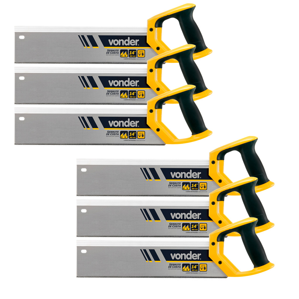 6 Serrotes de Costa 14" Vonder Cortes em Madeira Marcenaria Carpintaria Bricolagem