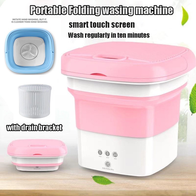 Mini Máquina De Lavar Roupa Novidade Turbo Portátil Dobrável Lavadora Com Secadora De Baldes Para Meias/Interior