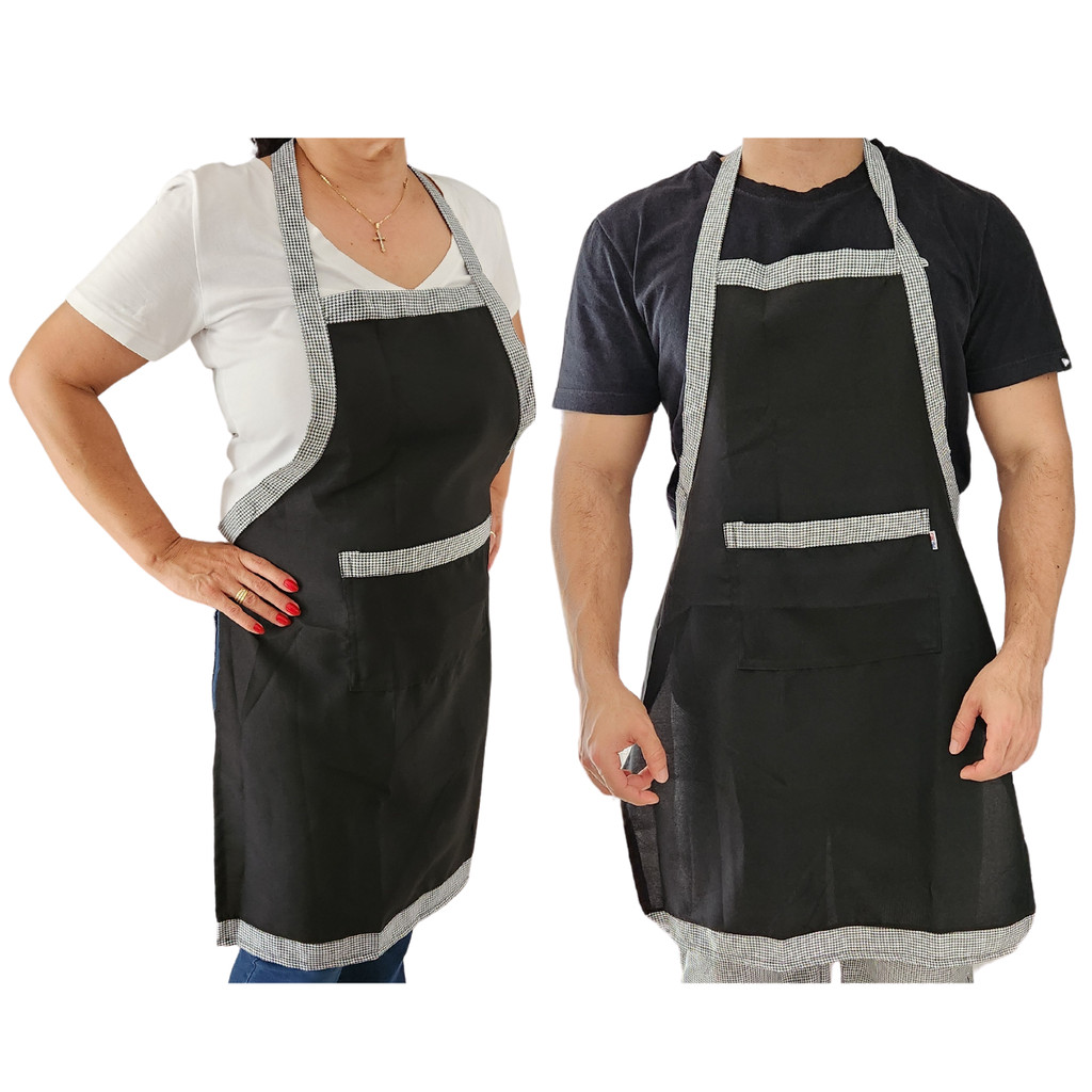 Avental Xadrez Bolso Cozinha Garçom Restaurante Lanchonete em Oferta na Shopee
