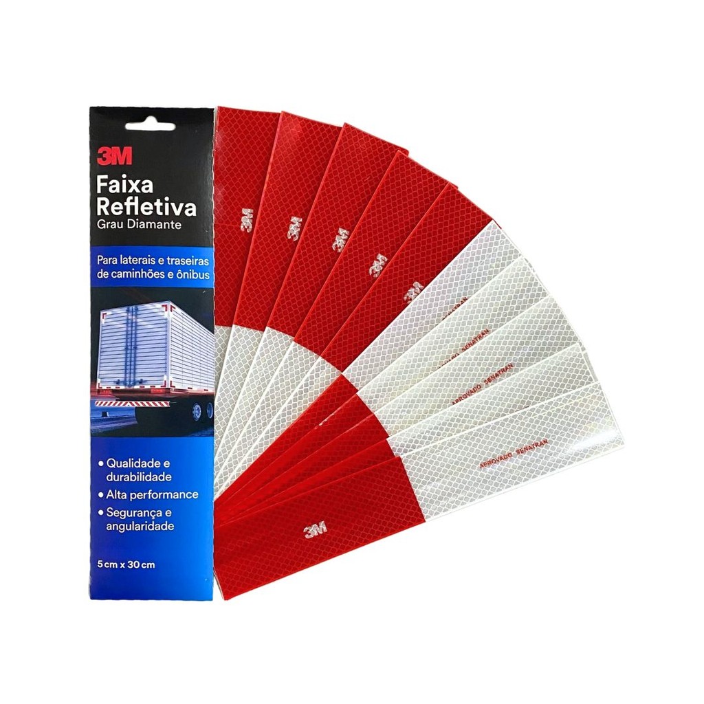 Kit 10 Faixas Refletiva Lateral Grau Diamante 5Cm X 30Cm 3M Original - Spare Parts and Accessories for Vehicles