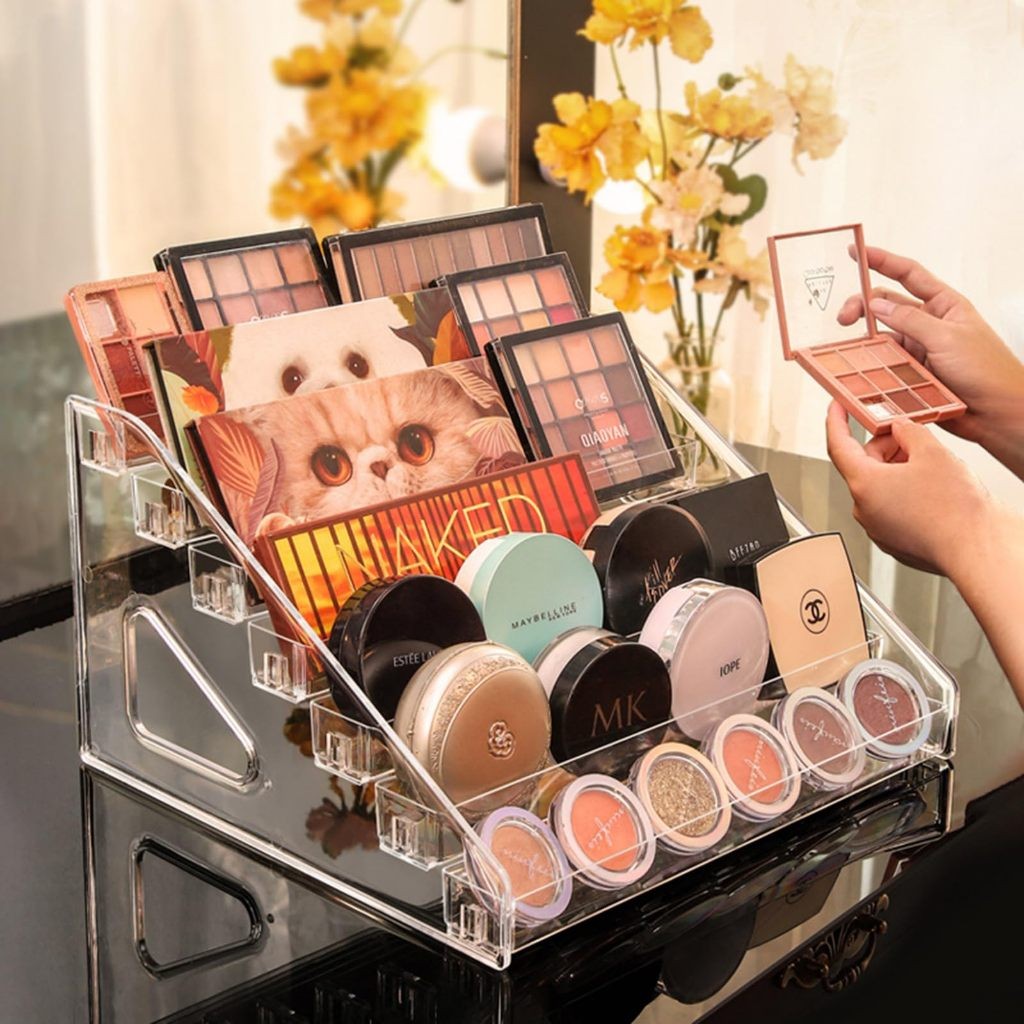 Organizador acrílico de 7 camadas para sombras e blush