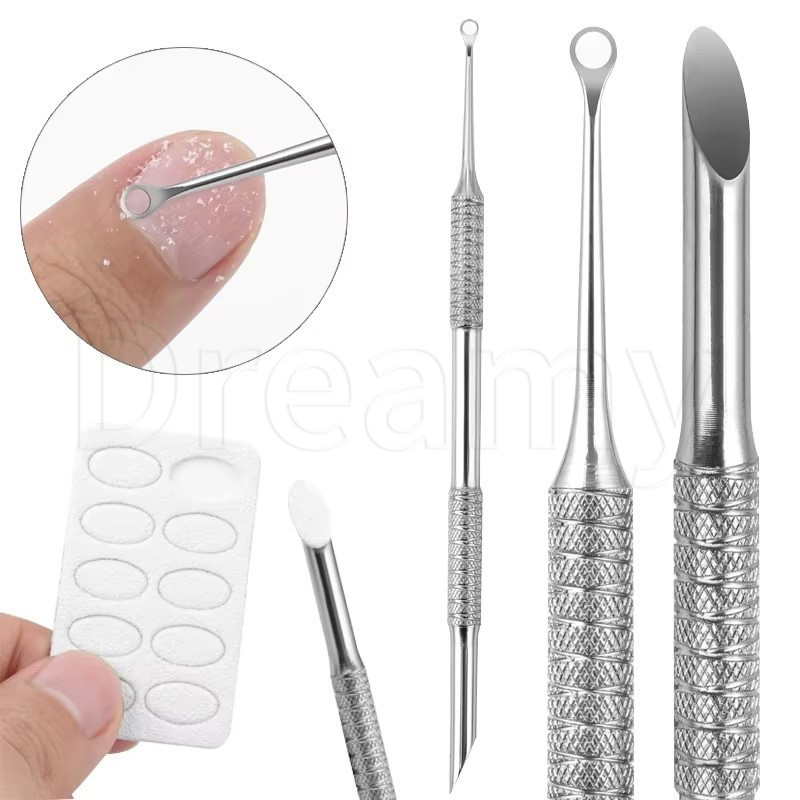 Bastões De Manicure De Aço Inoxidável De Ponta Dupla-Empurrador De Pele Morta De Cabeça Chanfrada Circular Manual De Cut em Oferta na Shopee