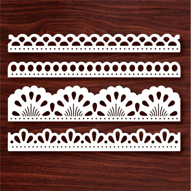 Molde de aço carbono de Metal de renda, 4 peças, faça você mesmo, artesanato, gravação em relevo, modelo de corte