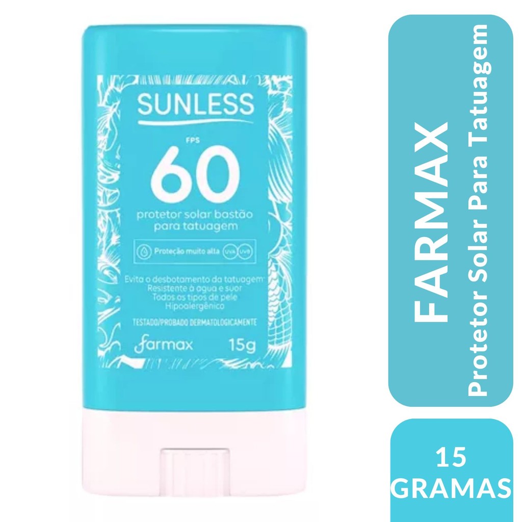Protetor Solar Bastão Sunless Para Tatuagem Fps 60