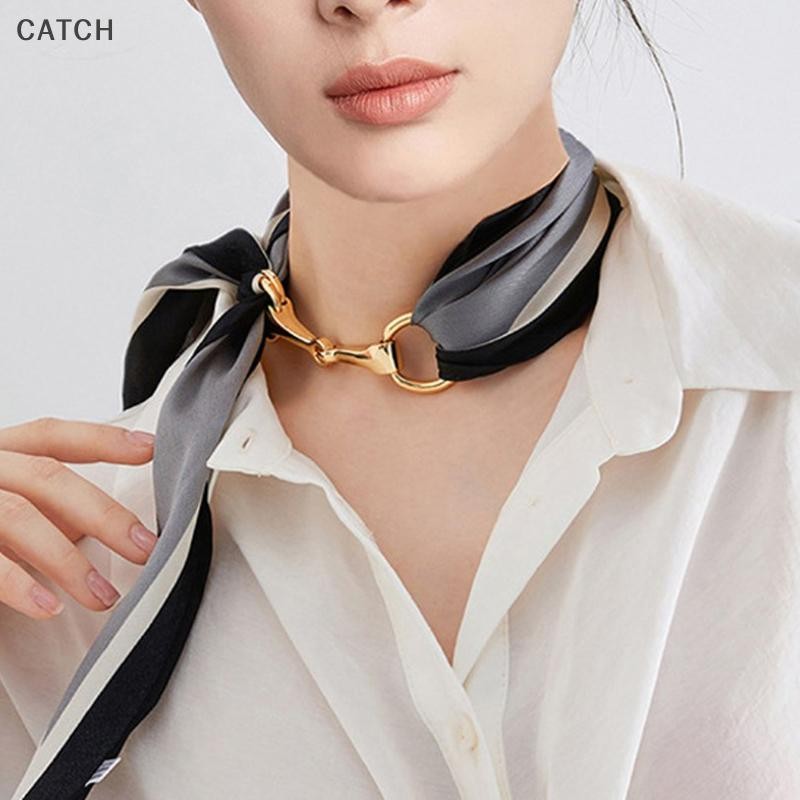 Capture Lenço De Seda Clipe Broches Feminino Vintage Na Moda Charme Xales Cachecóis Fivela Titular Você