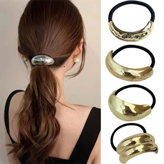 Moda Metal Geométrico Corda De Cabelo Alta Elástica Scrunchies Feminino Meninas Rabo De Cavalo Acessórios Para O Present em Oferta na Shopee