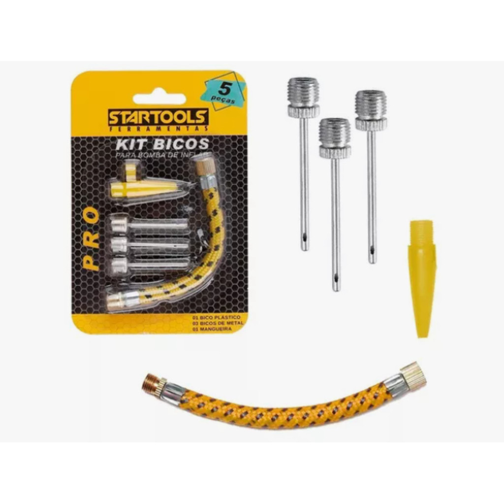 Kit Bicos Para Bomba De Inflar Encher Bolas Boia Agulha Rosqueável