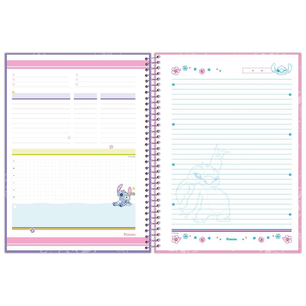 Detalhes do Caderno Universitário 1 Matéria 80 Folhas Disney Stitch Nope Foroni