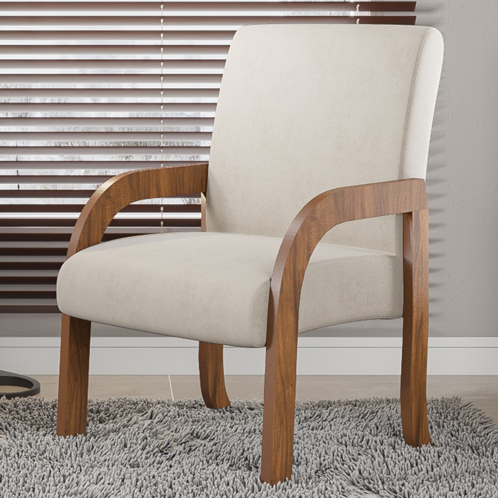 Poltrona Veneza Seda/Nude - Viero Móveis em Oferta na Shopee