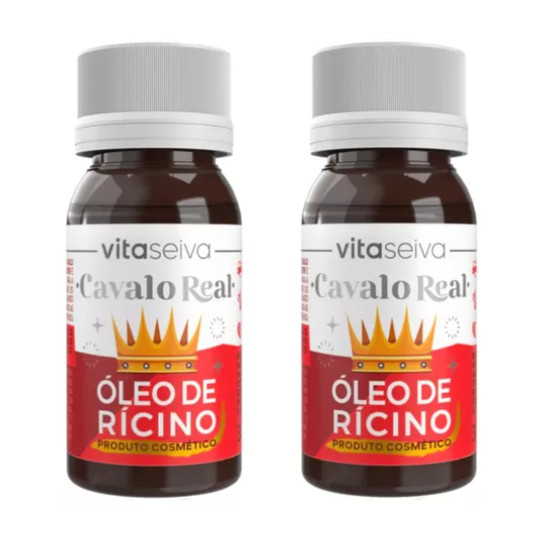 KIT 2 OLEO DE RICINO CRESCE CABELO FORTE CAVALO REAL PURO